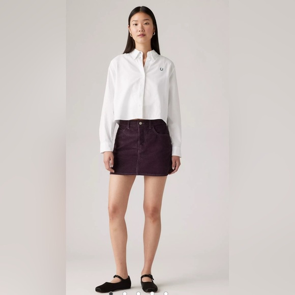 Levi’s Corduroy Icon Mini Skirt In Plum - Size 29 - NWT - Picture 1 of 7